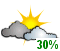 Mainly cloudy. Risk of thunderstorms